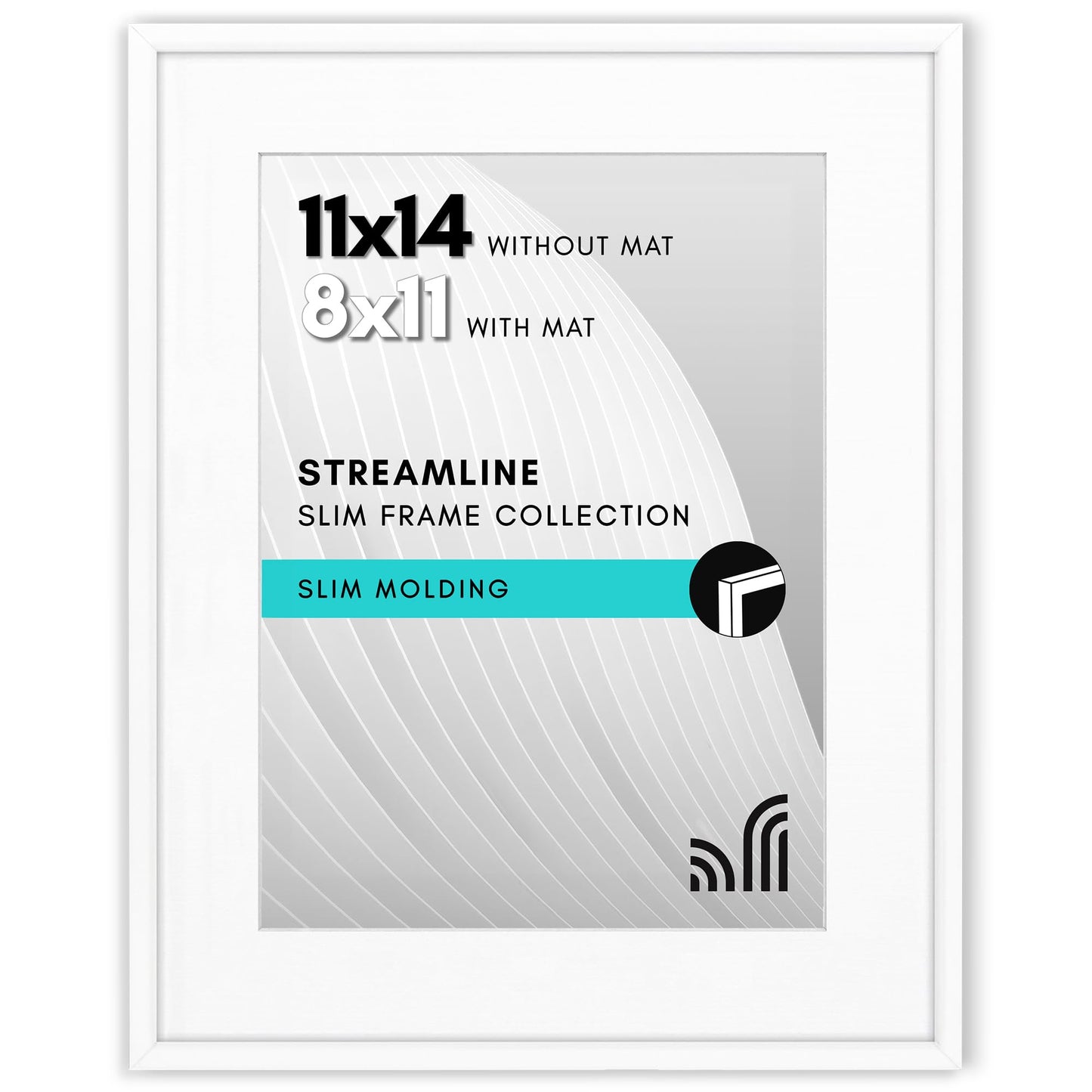Picture Frame | Includes Mat | Slim Molding | Streamline Collection