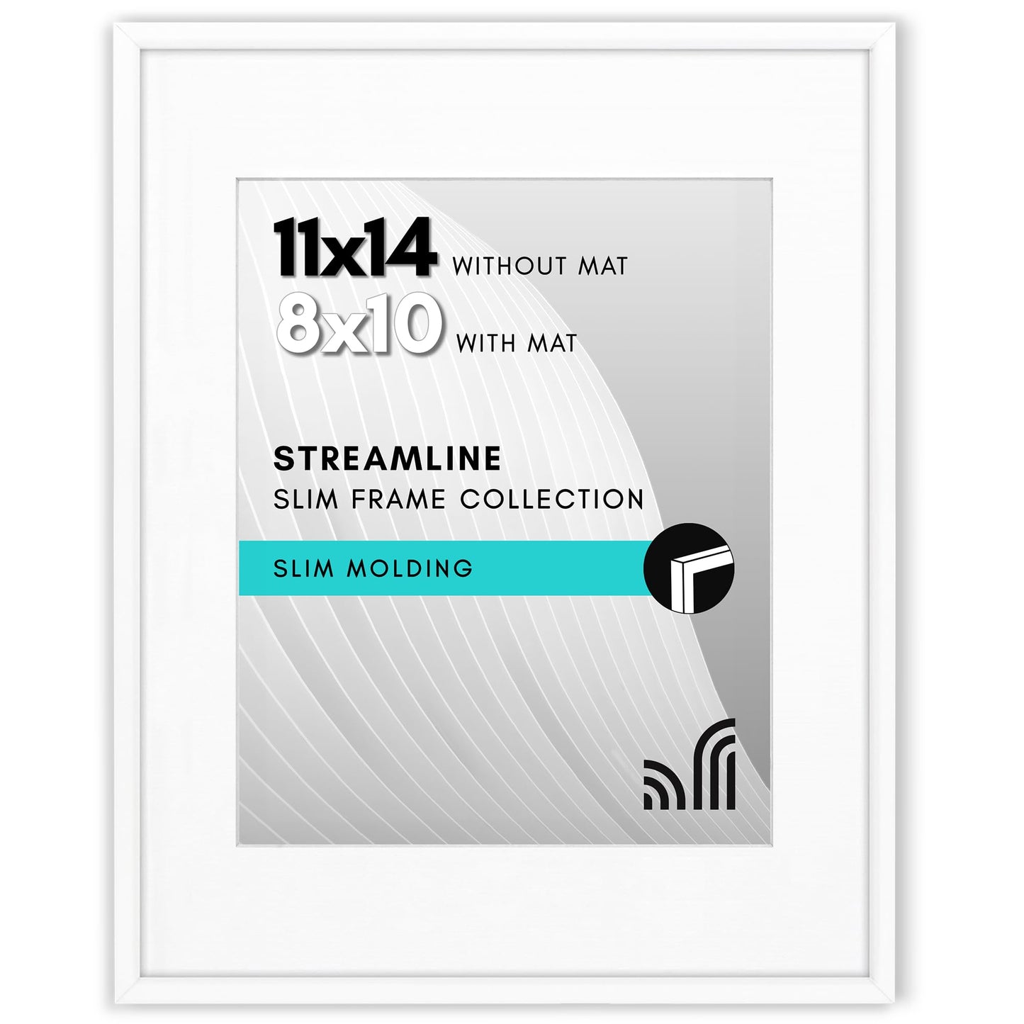 Picture Frame | Includes Mat | Slim Molding | Streamline Collection