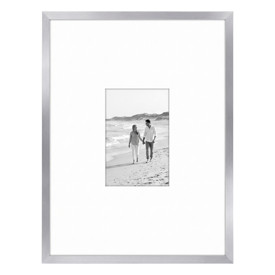 Streamline Matted Picture Frame — 12x16 with 4x6 Mat / Silver / 1 Pack