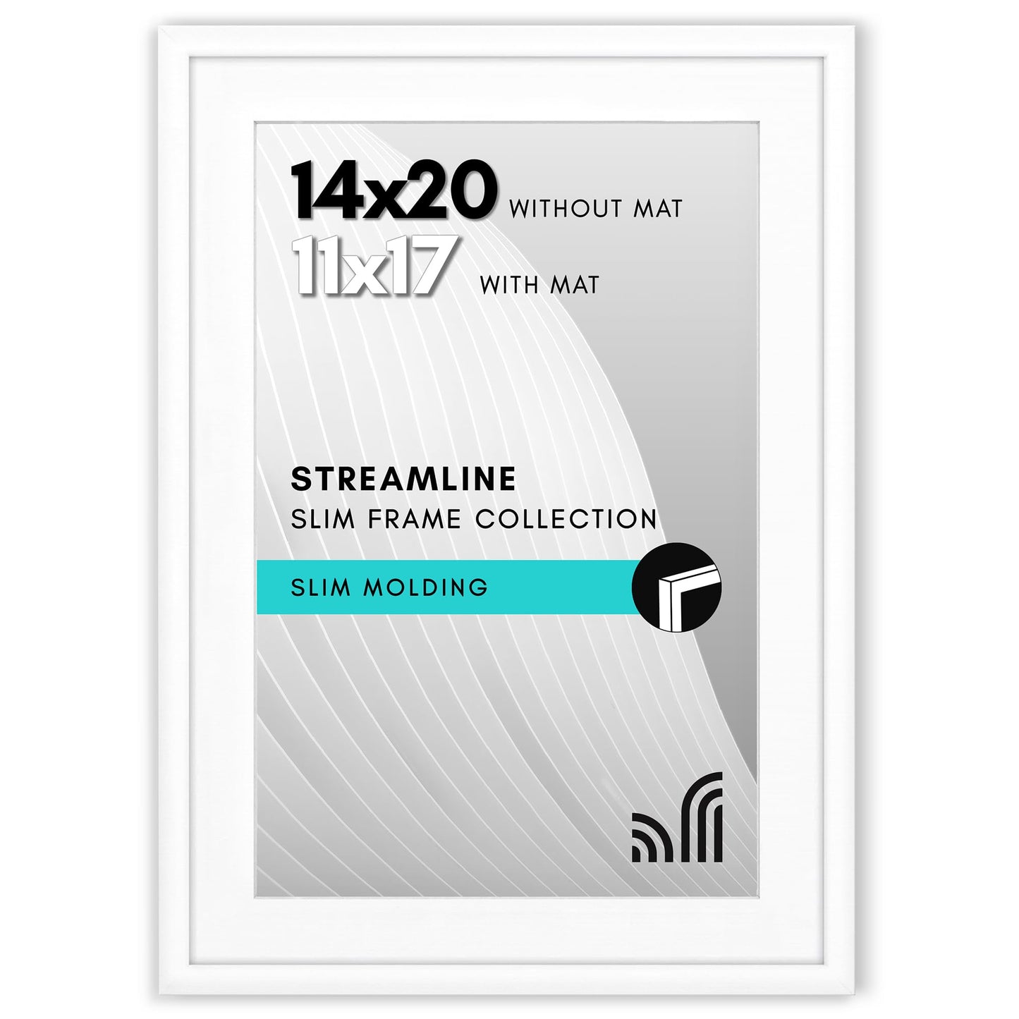 Picture Frame | Includes Mat | Slim Molding | Streamline Collection