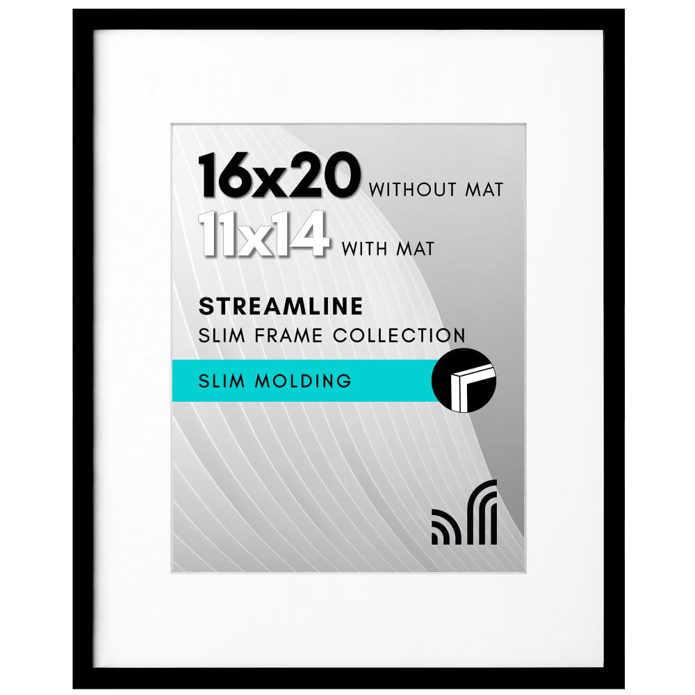 Picture Frame | Includes Mat | Slim Molding | Streamline Collection