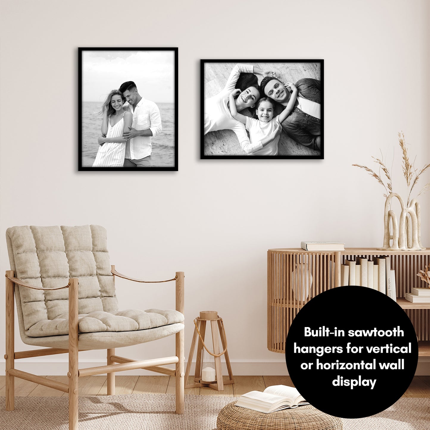 Thin Border Picture Frame | Set of 2 | Sleek Design | Contemporary | Slim Molding - Americanflat