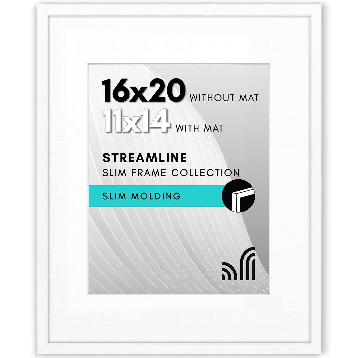 Picture Frame | Includes Mat | Slim Molding | Streamline Collection