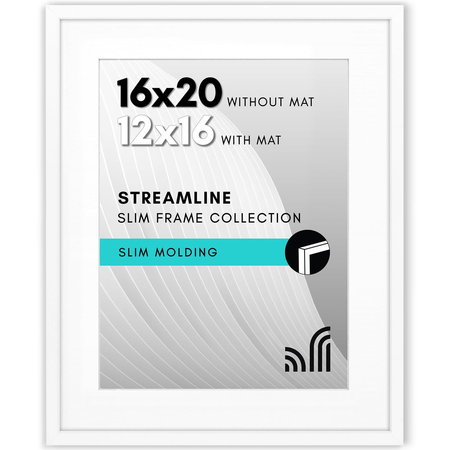 Picture Frame | Includes Mat | Slim Molding | Streamline Collection