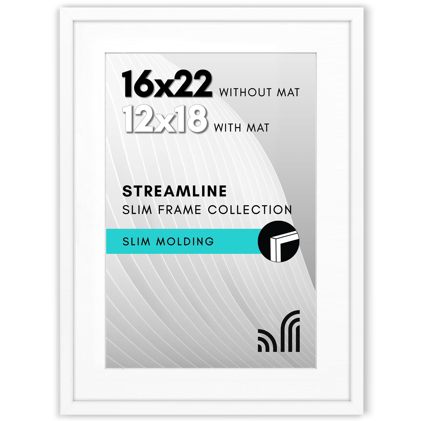 Picture Frame | Includes Mat | Slim Molding | Streamline Collection
