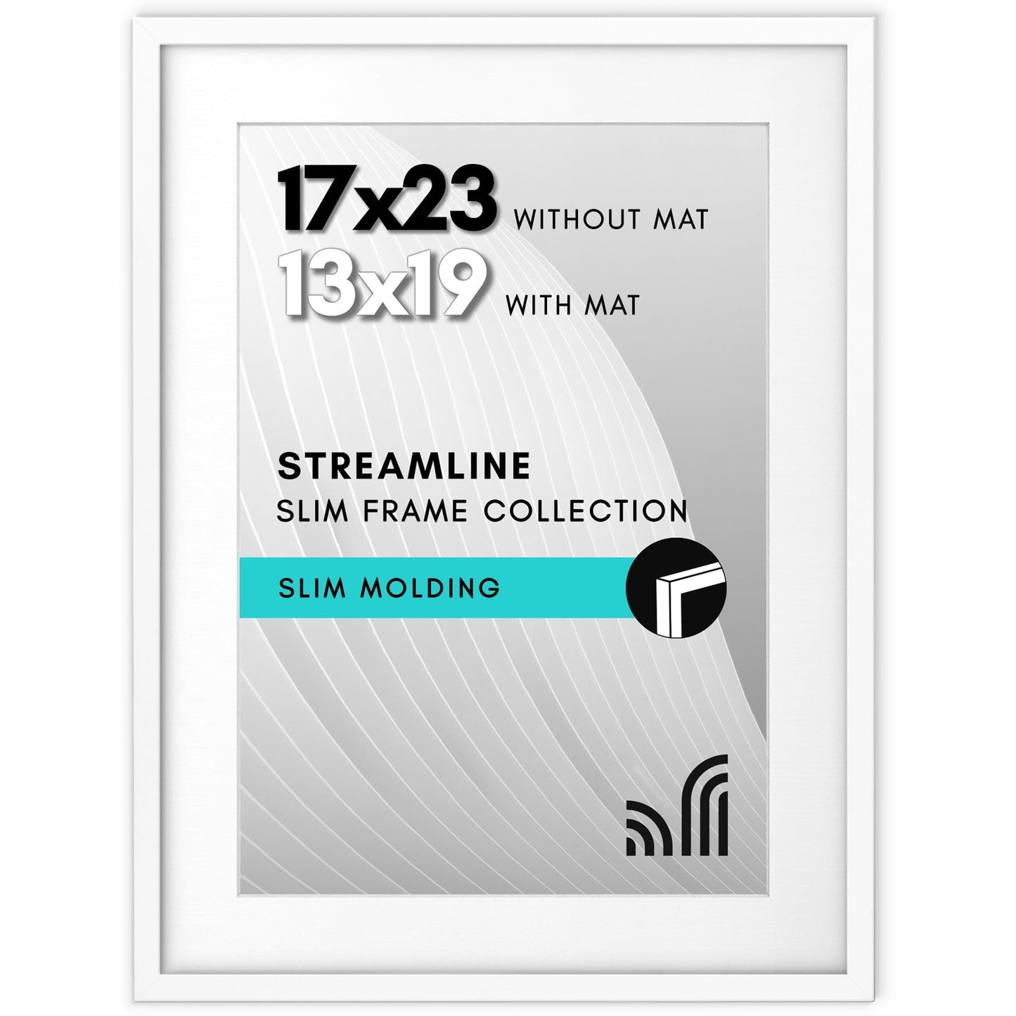 Picture Frame | Includes Mat | Slim Molding | Streamline Collection