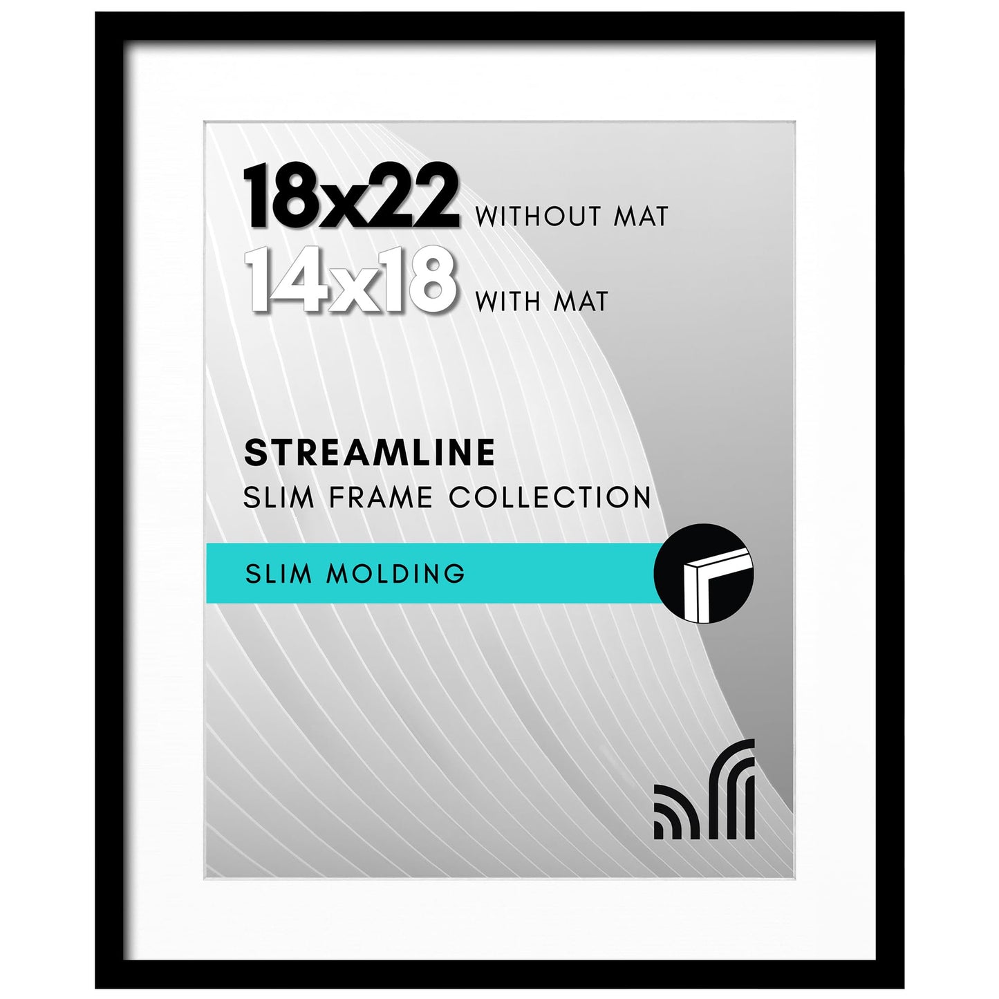 Picture Frame | Includes Mat | Slim Molding | Streamline Collection