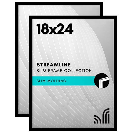 Thin Border Picture Frame | Set of 2 | Sleek Design | Contemporary | Slim Molding - Americanflat