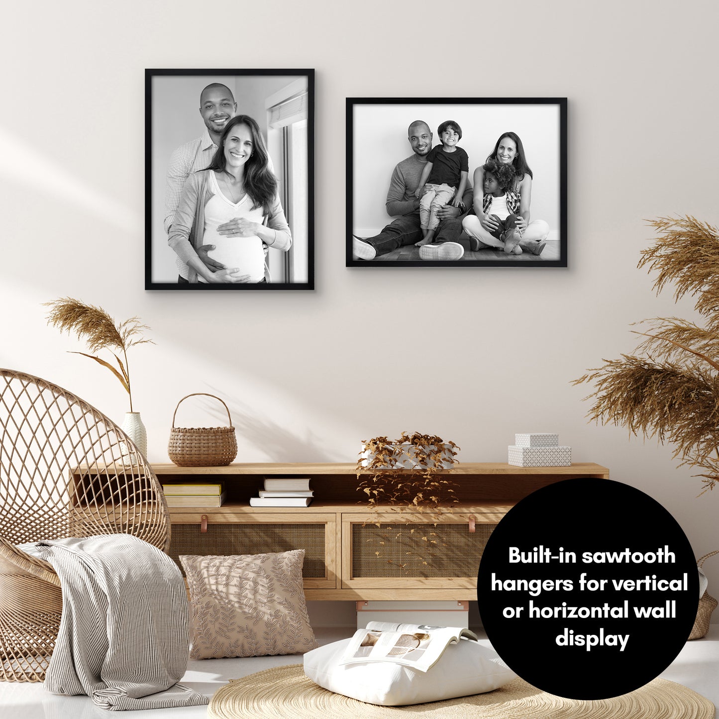 Thin Border Picture Frame | Set of 2 | Sleek Design | Contemporary | Slim Molding - Americanflat