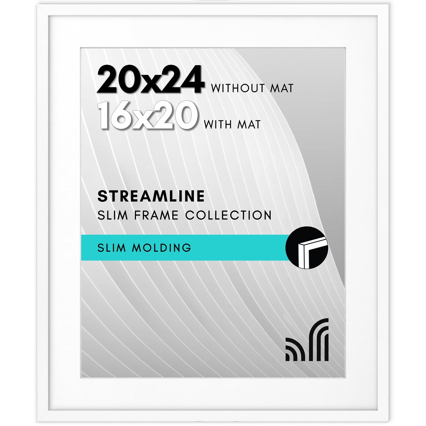 Picture Frame | Includes Mat | Slim Molding | Streamline Collection