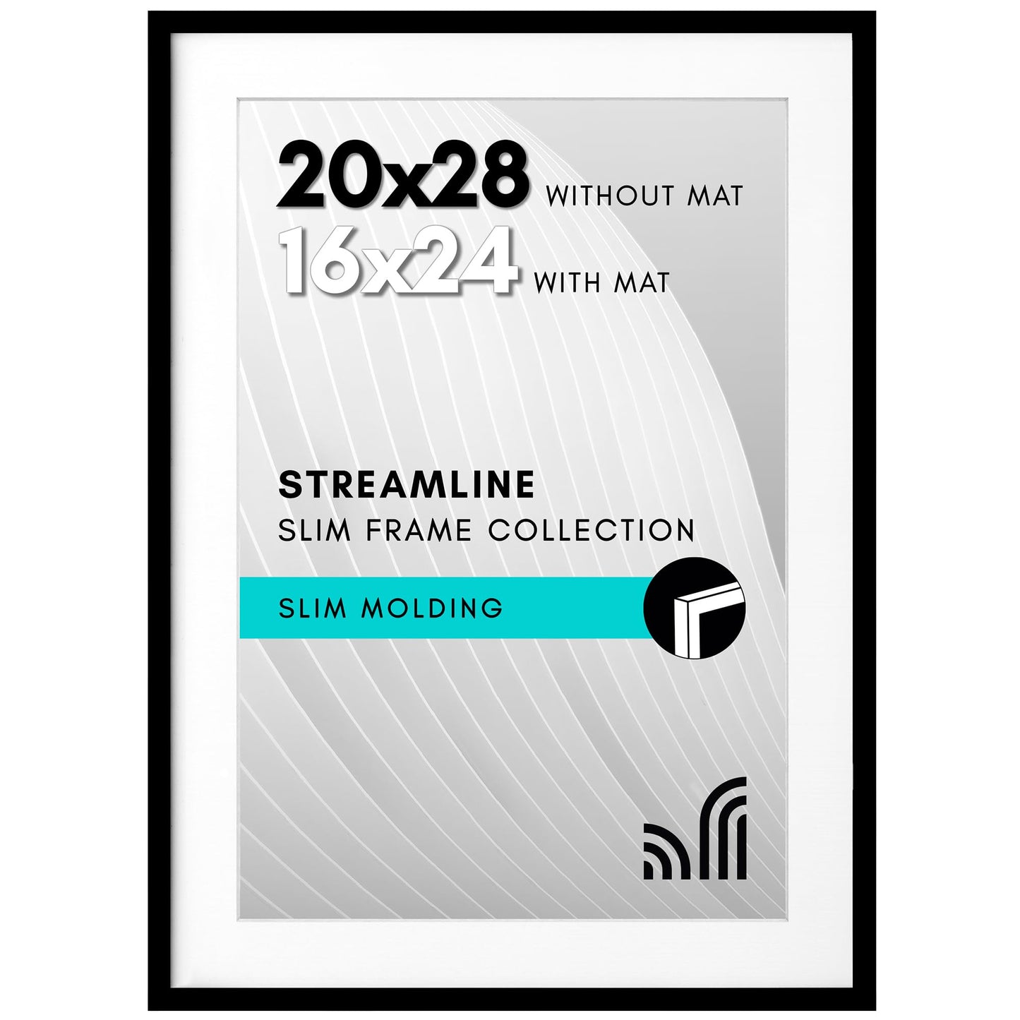 Picture Frame | Includes Mat | Slim Molding | Streamline Collection