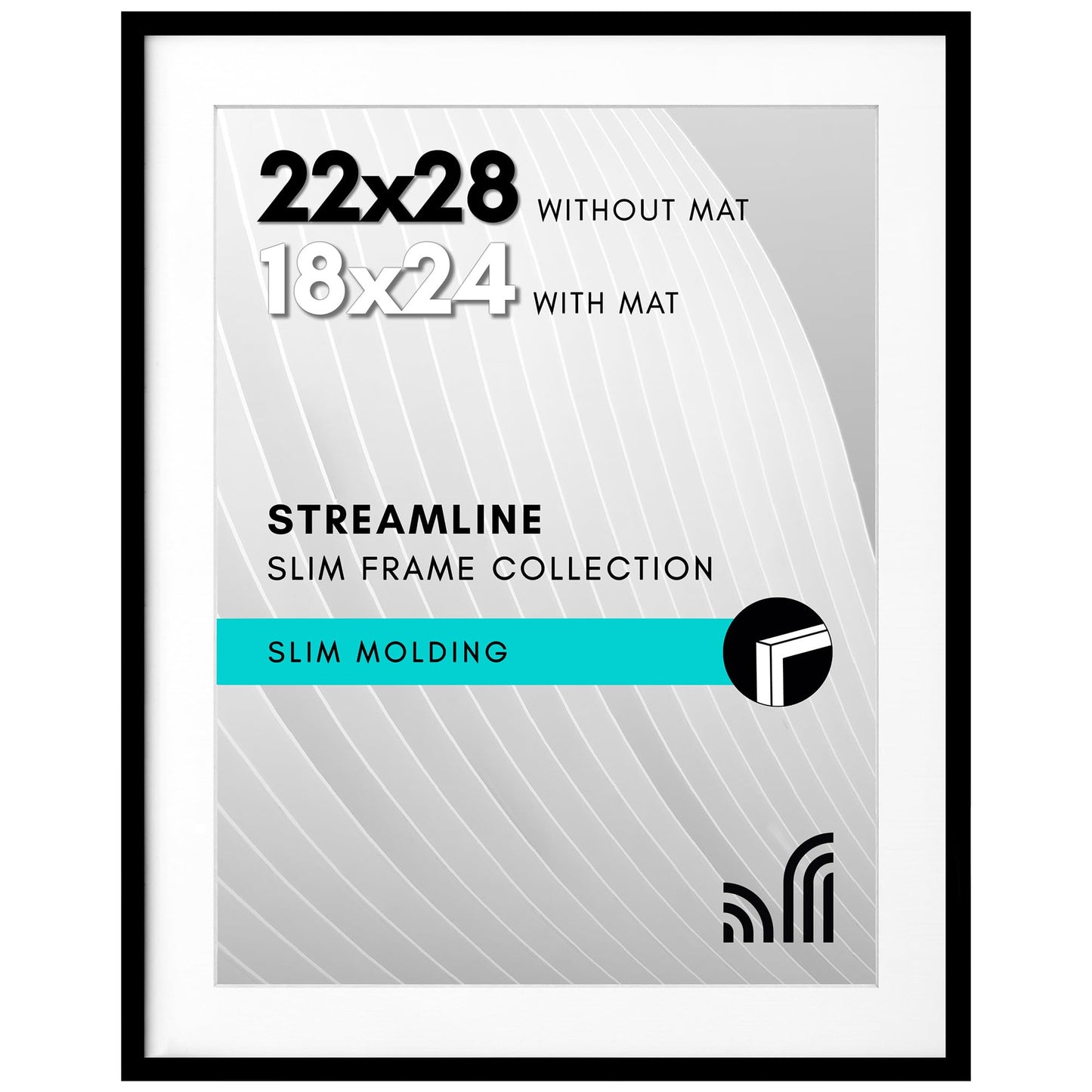 Picture Frame | Includes Mat | Slim Molding | Streamline Collection