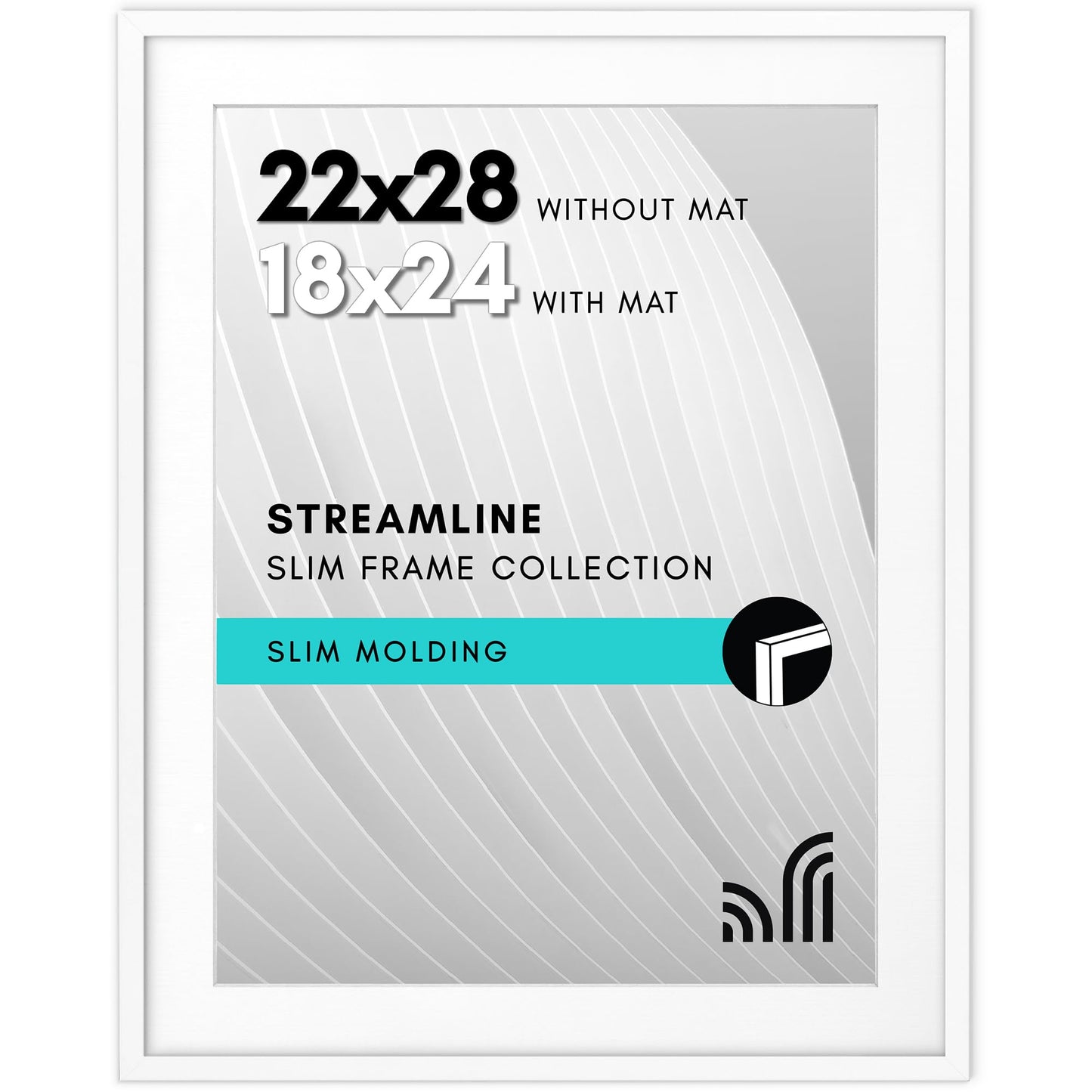 Picture Frame | Includes Mat | Slim Molding | Streamline Collection