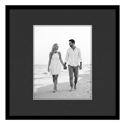 Streamline Matted Picture Frame — 24x24 with 11x14 Black Mat / Black / 1 Pack