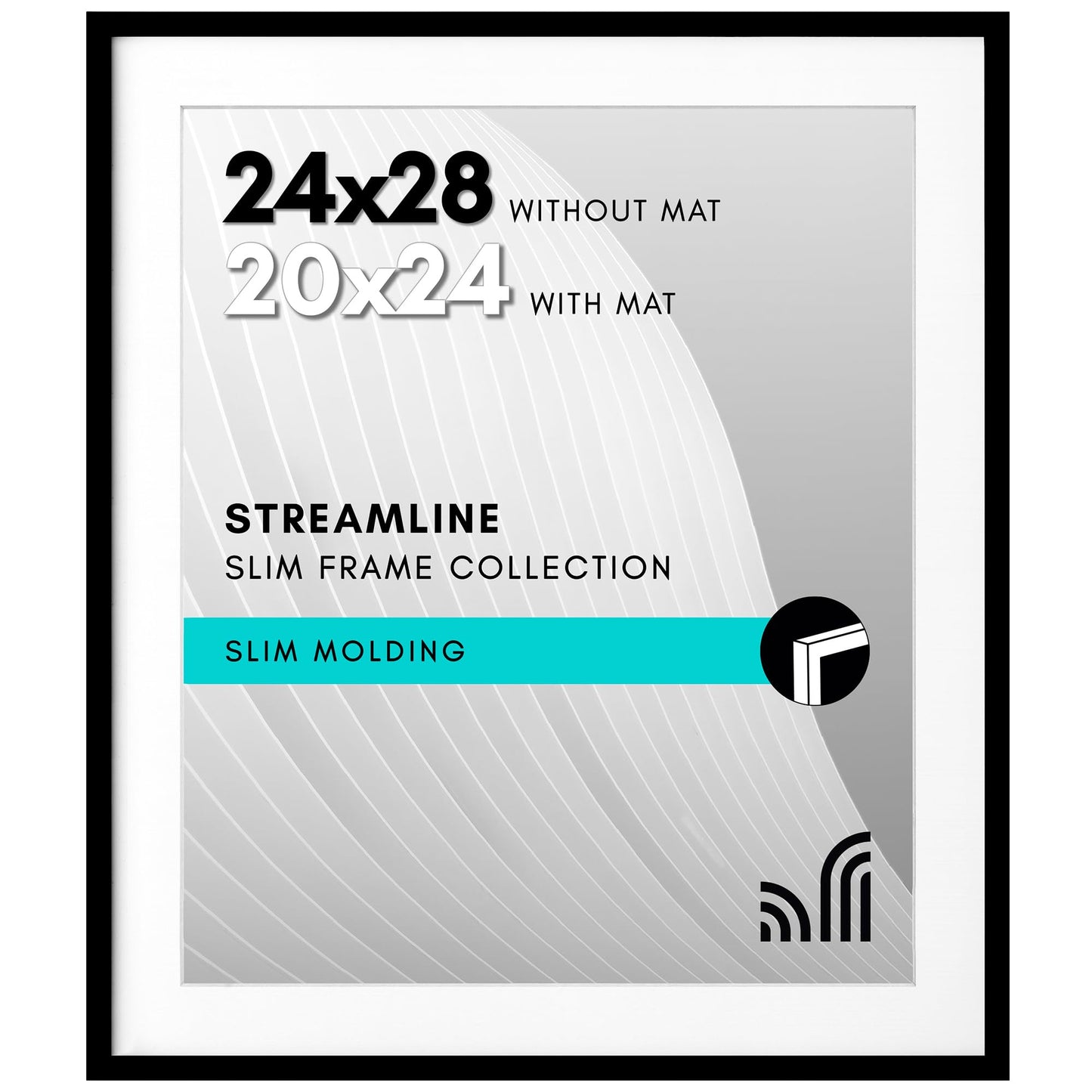 Picture Frame | Includes Mat | Slim Molding | Streamline Collection