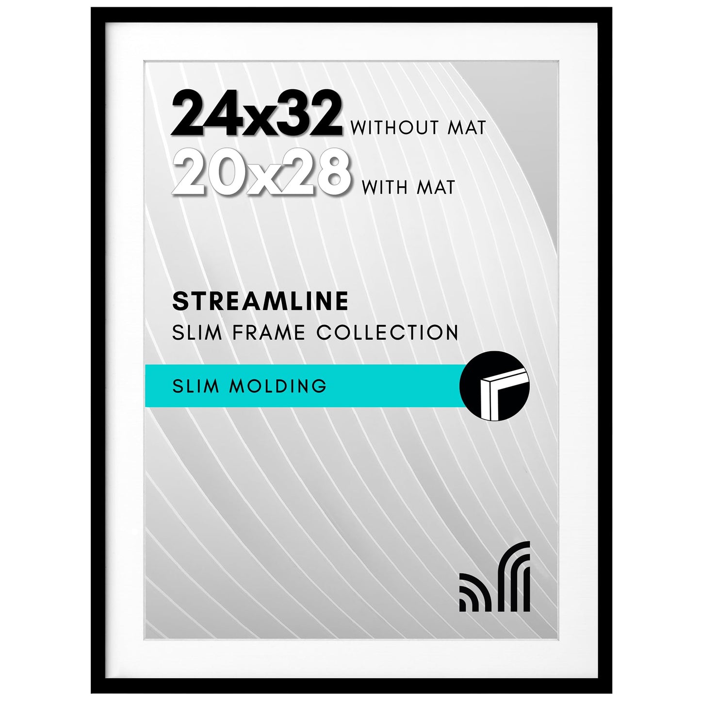 Picture Frame | Includes Mat | Slim Molding | Streamline Collection