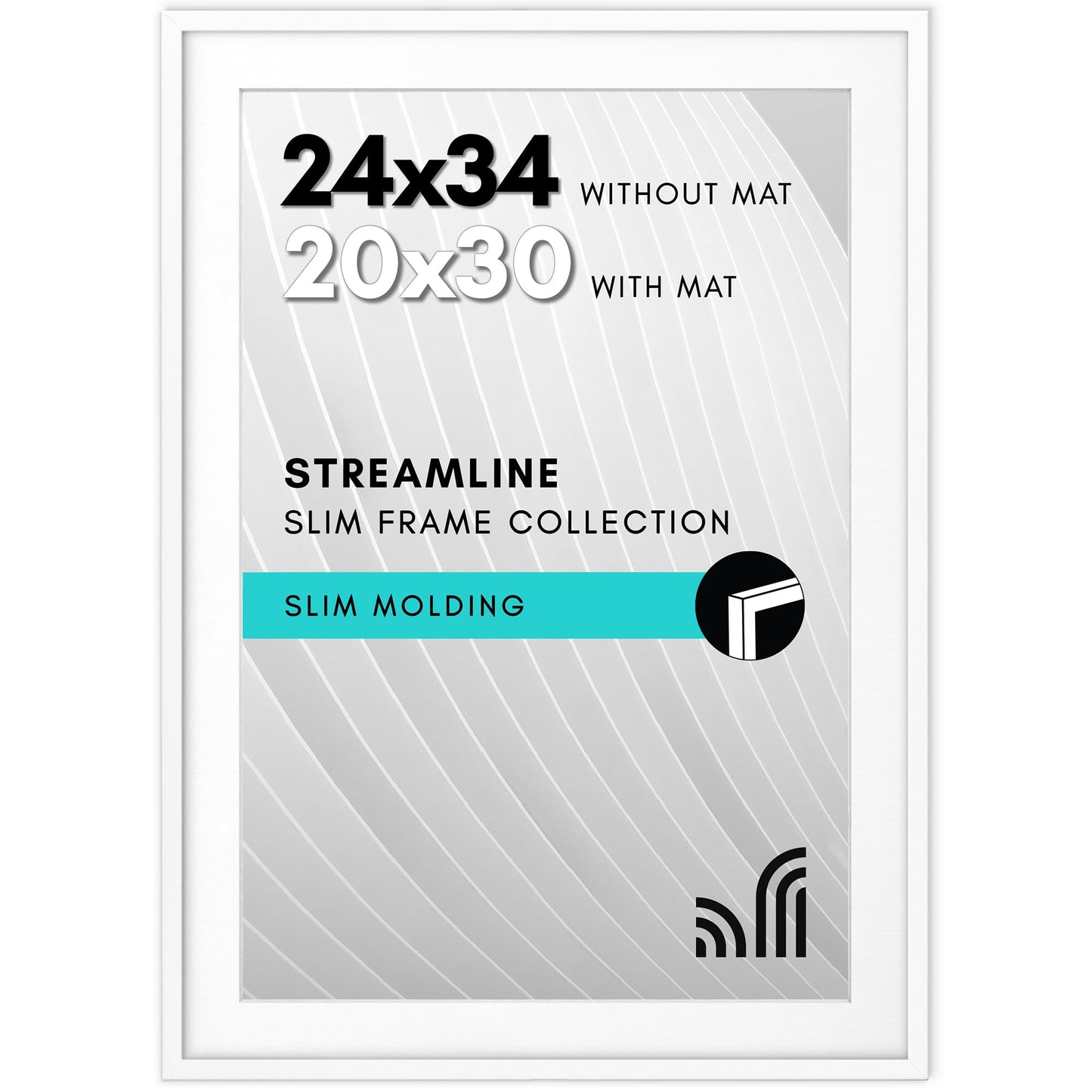 Picture Frame | Includes Mat | Slim Molding | Streamline Collection
