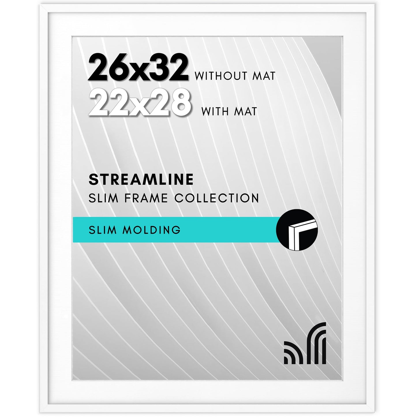 Picture Frame | Includes Mat | Slim Molding | Streamline Collection
