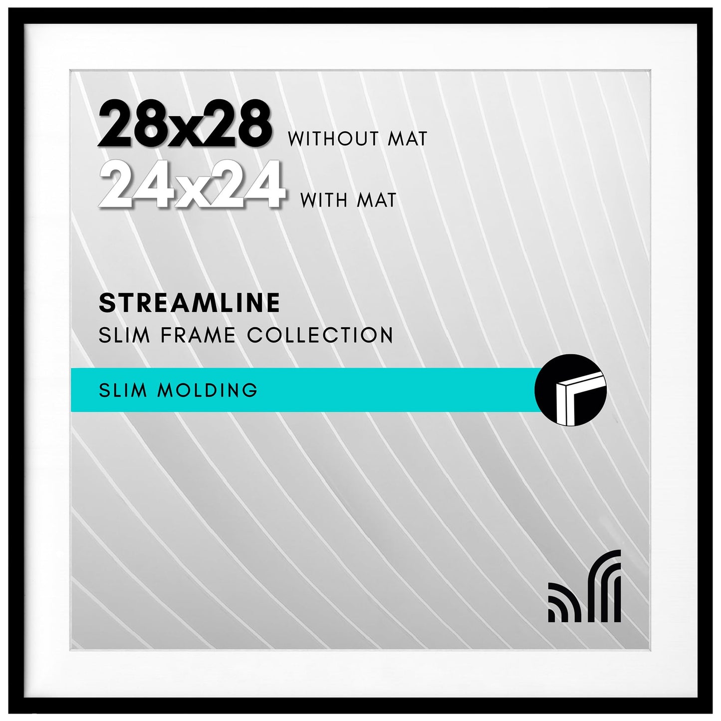 Picture Frame | Includes Mat | Slim Molding | Streamline Collection