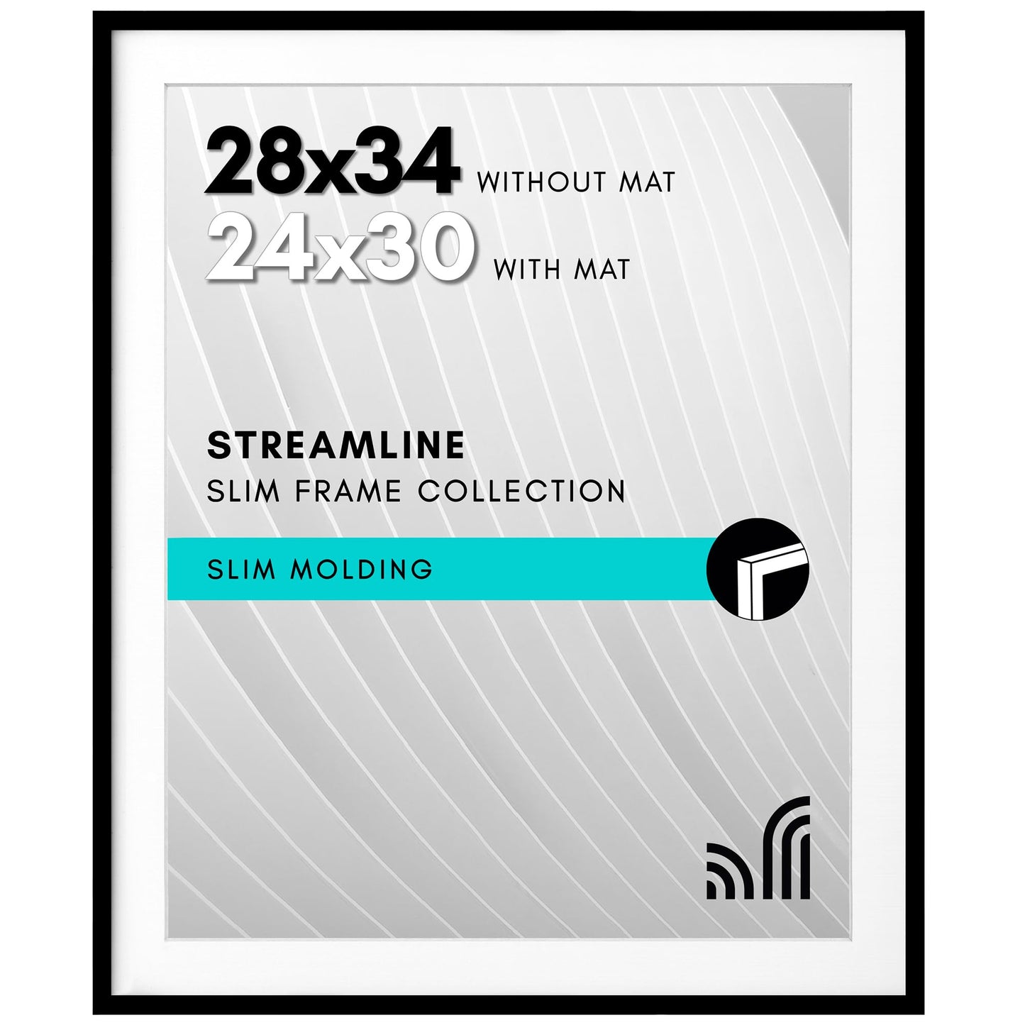 Picture Frame | Includes Mat | Slim Molding | Streamline Collection