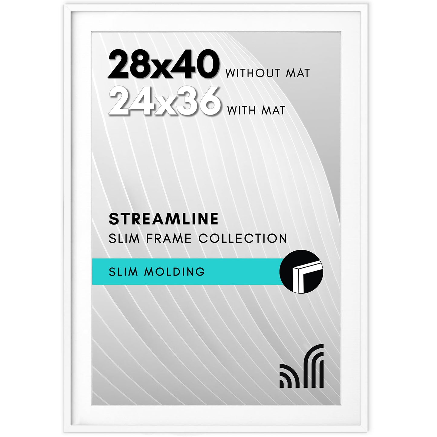 Picture Frame | Includes Mat | Slim Molding | Streamline Collection
