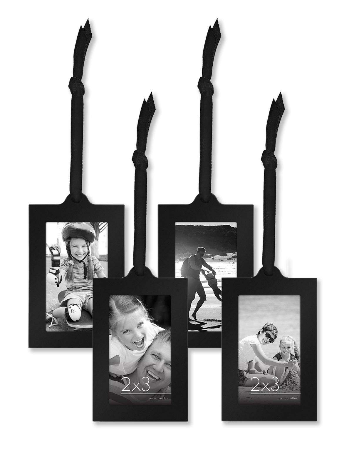 Hanging Picture Frame | Black | Adjustable Ribbon Tassels | Modern