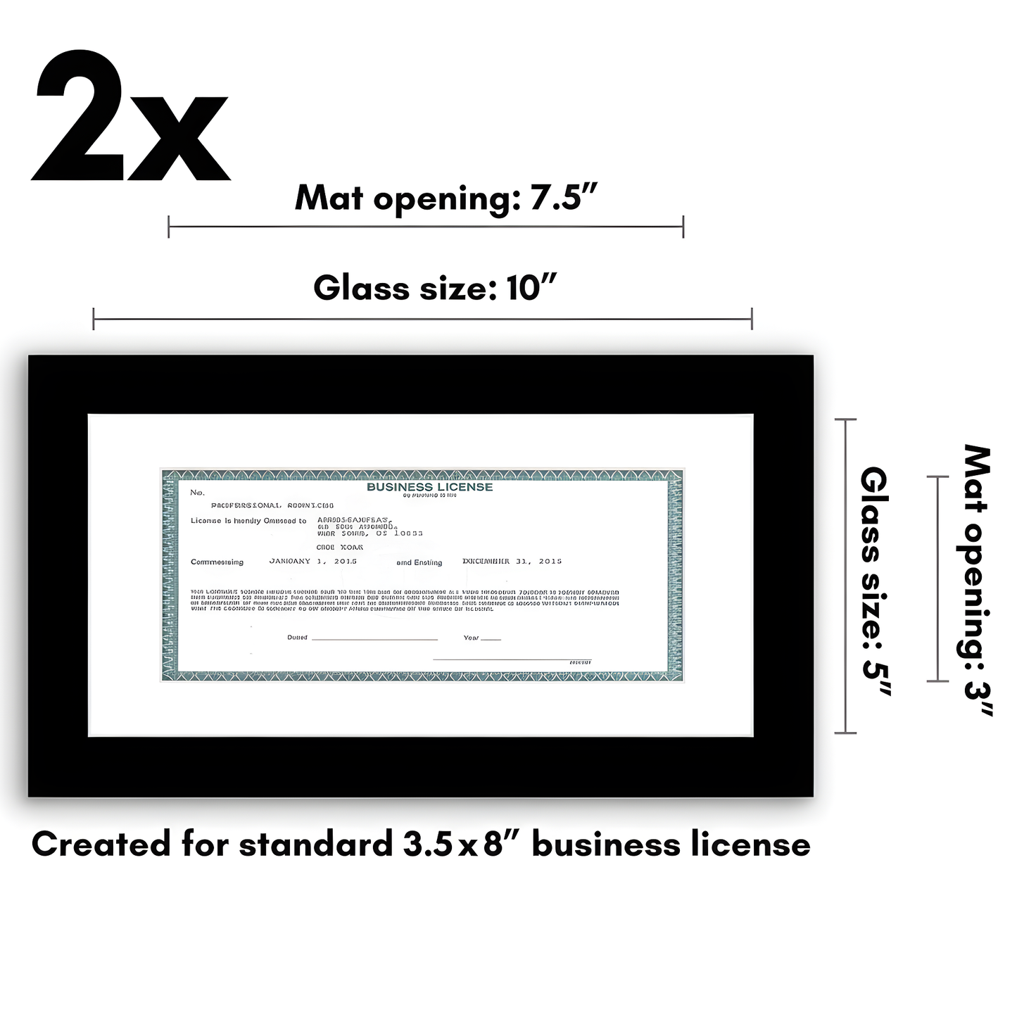 5x10 | License Frame | Set of 2 | Includes Mat | Shatter-Resistant Glass – Americanflat