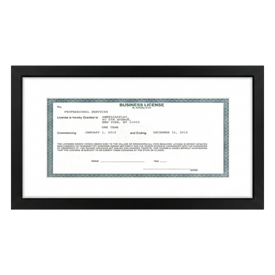 Business License Frame | Professional Display — 5x10 / Black / 1 Pack
