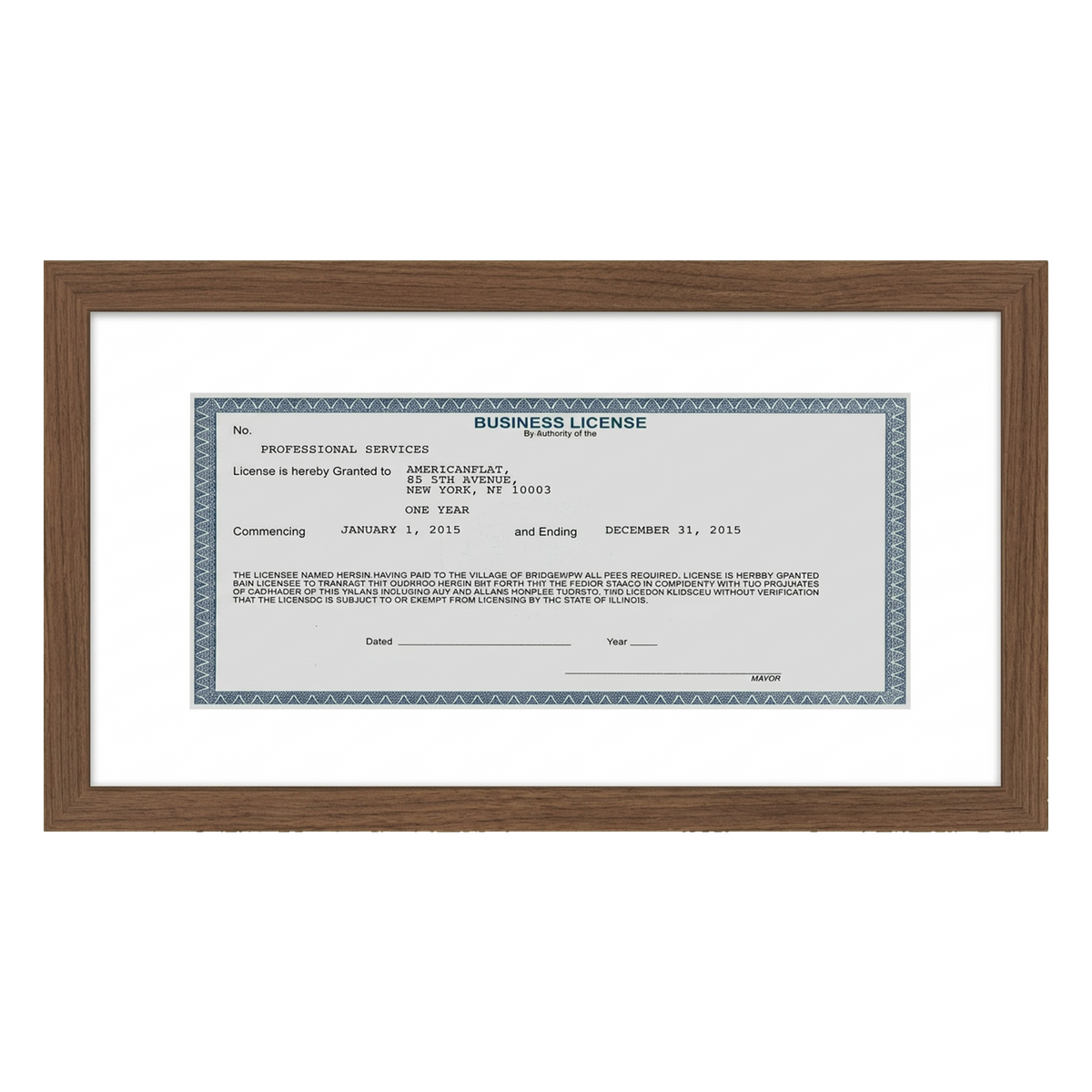 Business License Frame | Professional Display
