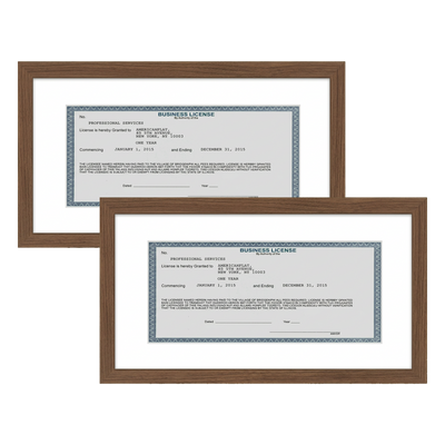 Business License Frame | Professional Display — 5x10 / Walnut / 2 Pack