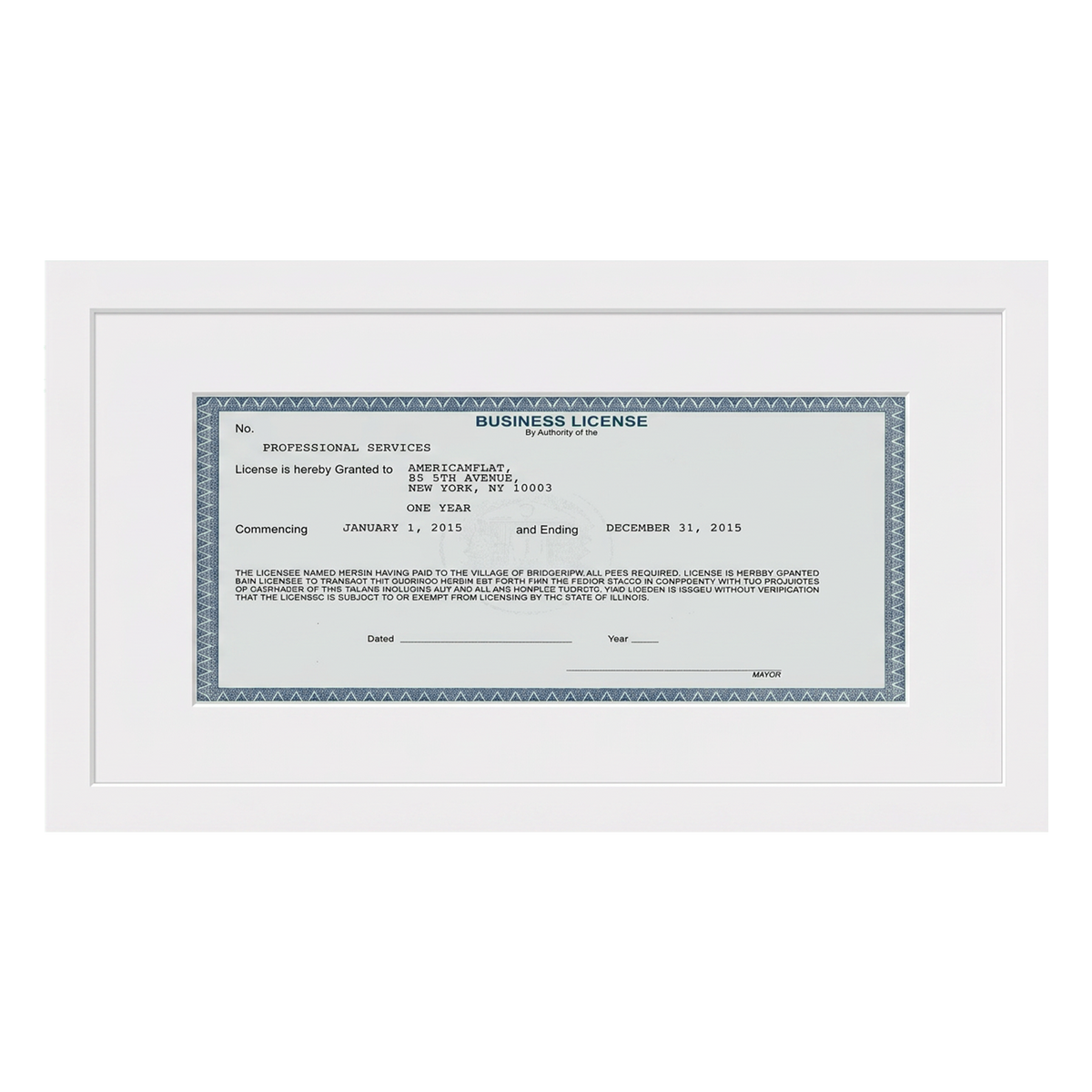 Business License Frame | Professional Display