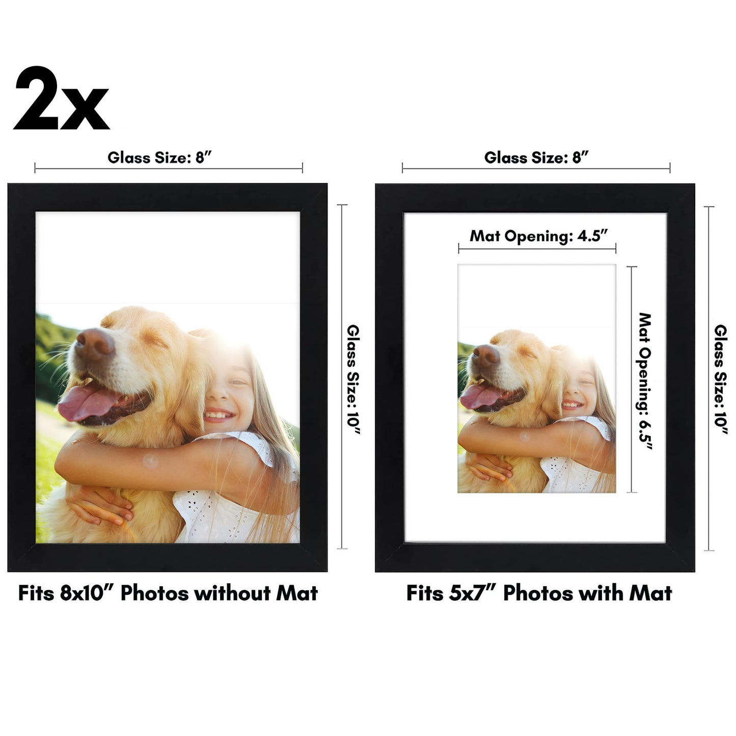 Americanflat Picture Frames | Set of 2 | With Mat | Shatter-Resistant Glass