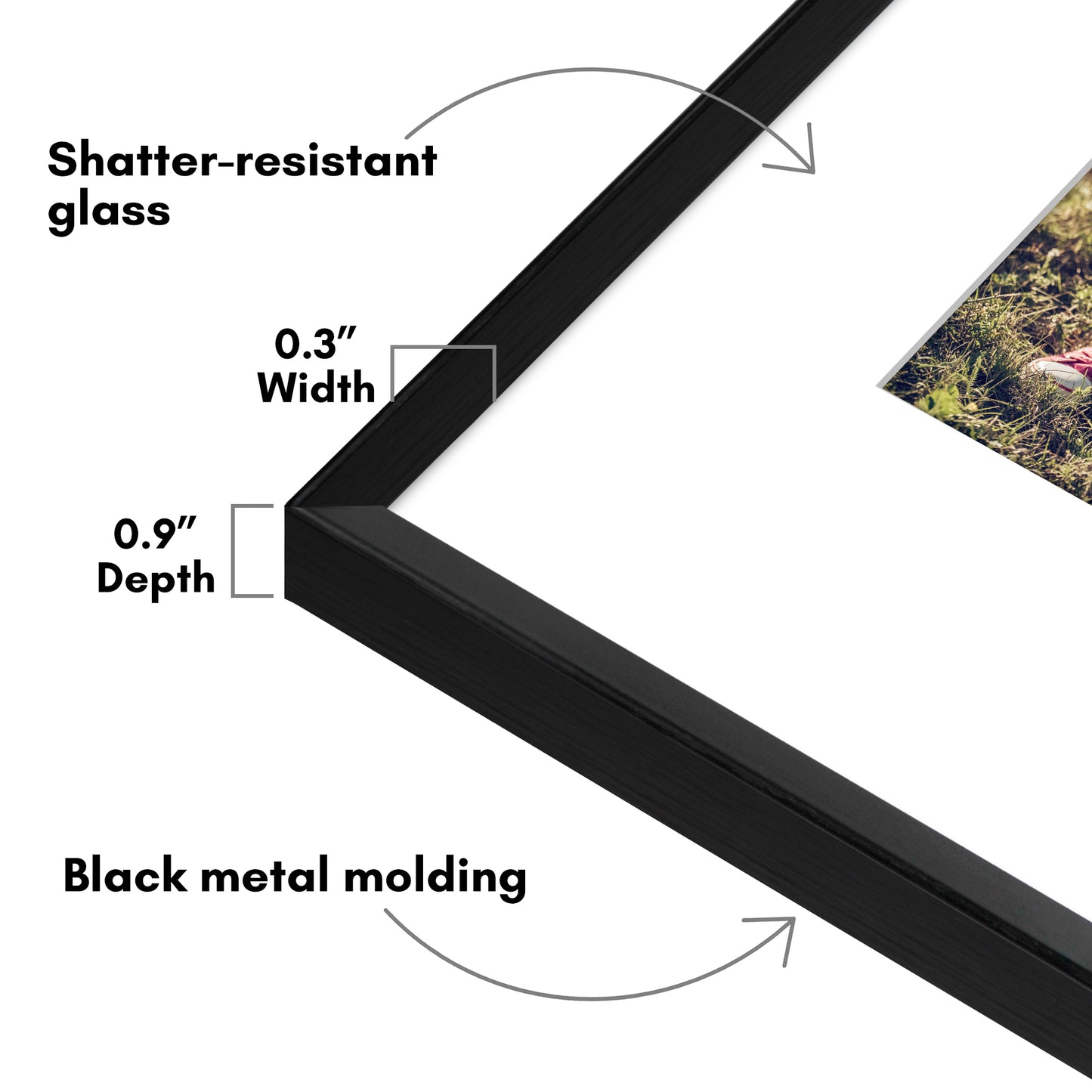 Aluminum Picture Frame | With Mat | Modern Metal Finish | Wall Art Decor Display