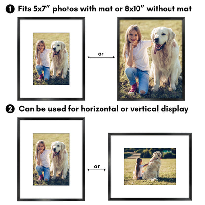 Aluminum Picture Frame | With Mat | Modern Metal Finish | Wall Art Decor Display
