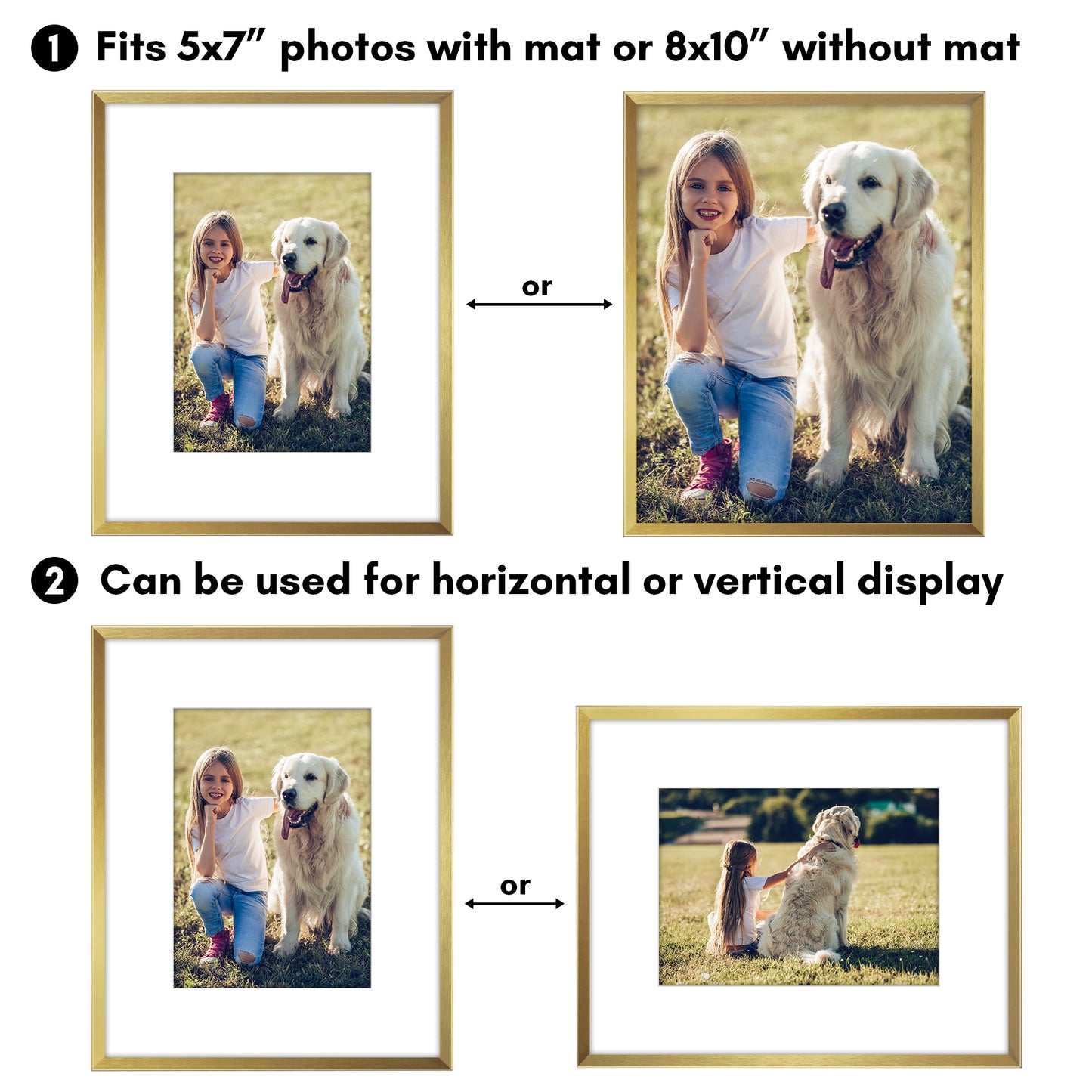 Aluminum Picture Frame | With Mat | Modern Metal Finish | Wall Art Decor Display