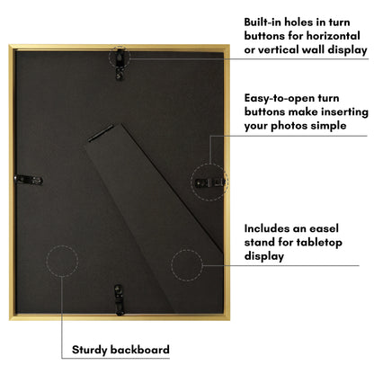 Aluminum Picture Frame | With Mat | Modern Metal Finish | Wall Art Decor Display