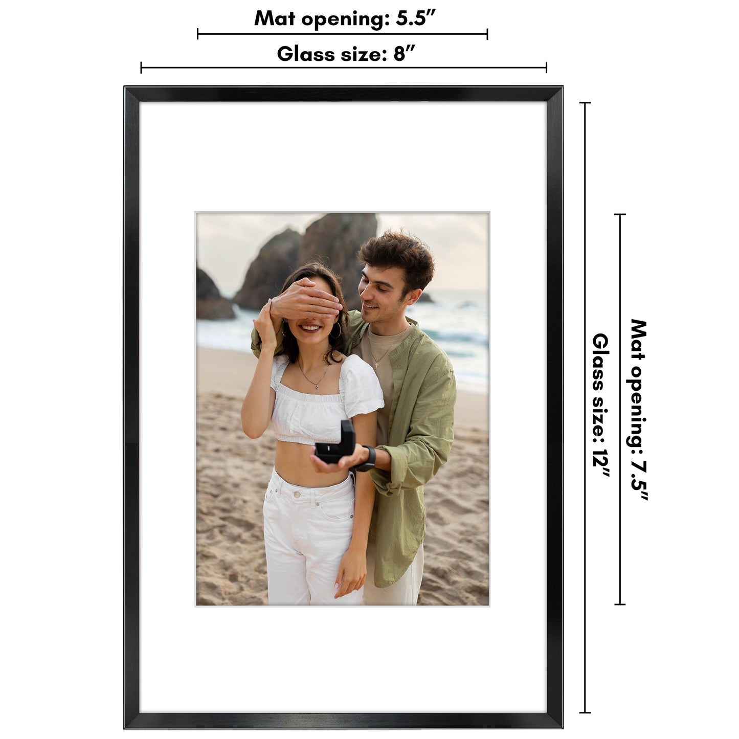 Aluminum Picture Frame | With Mat | Modern Metal Finish | Wall Art Decor Display