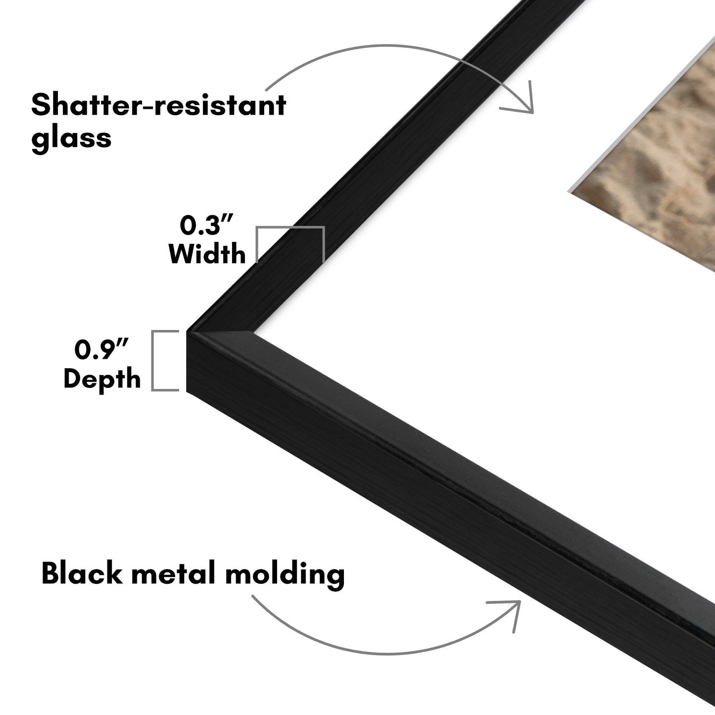 Aluminum Picture Frame | With Mat | Modern Metal Finish | Wall Art Decor Display
