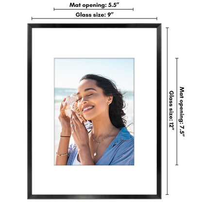 Aluminum Picture Frame | With Mat | Modern Metal Finish | Wall Art Decor Display