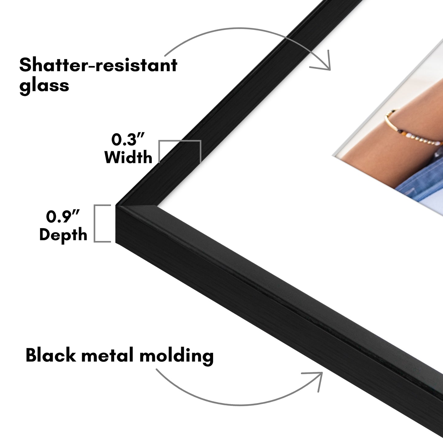 Aluminum Picture Frame | With Mat | Modern Metal Finish | Wall Art Decor Display