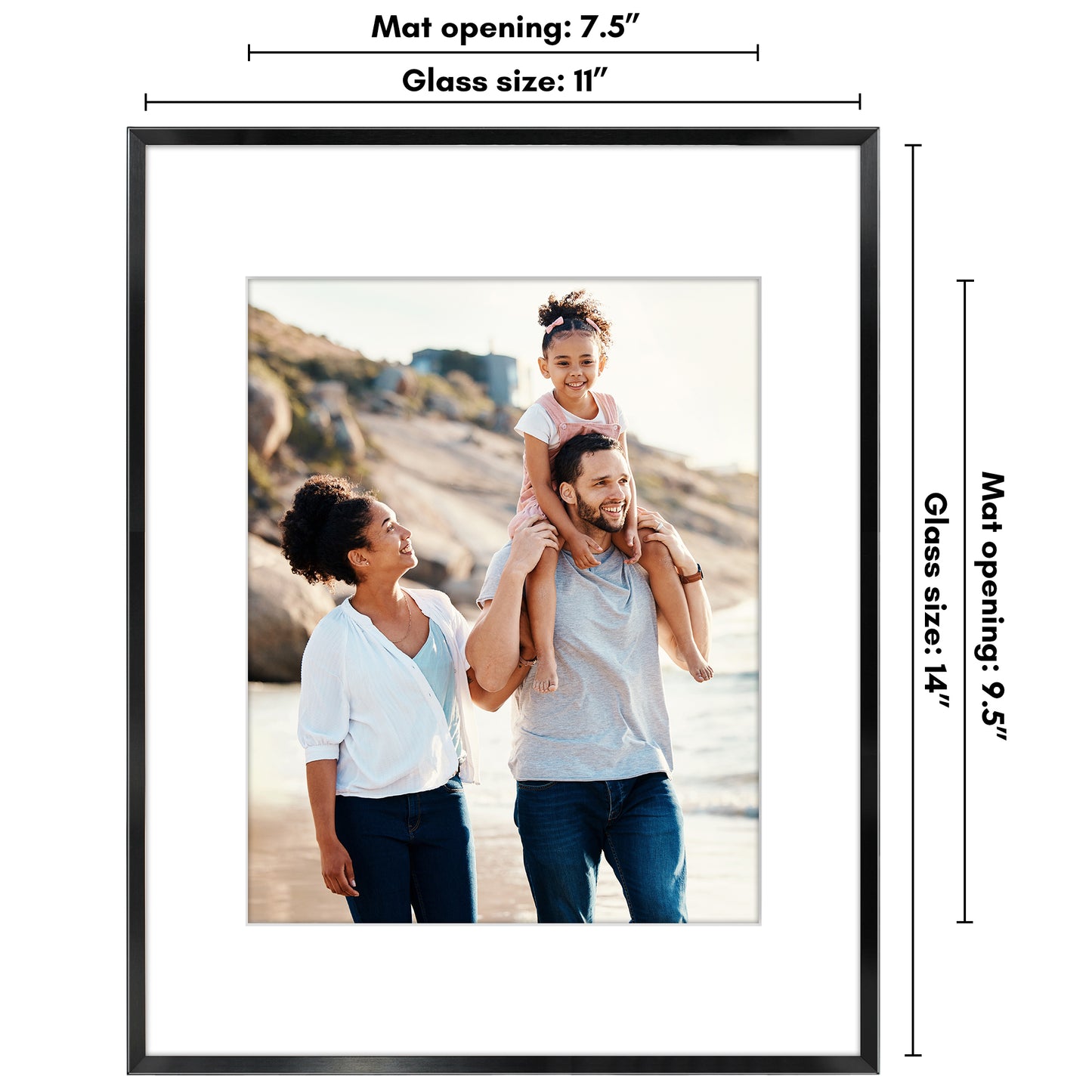 Aluminum Picture Frame | With Mat | Modern Metal Finish | Wall Art Decor Display