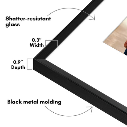 Aluminum Picture Frame | With Mat | Modern Metal Finish | Wall Art Decor Display