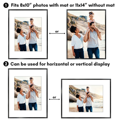 Aluminum Picture Frame | With Mat | Modern Metal Finish | Wall Art Decor Display