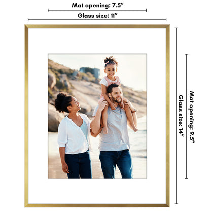 Aluminum Picture Frame | With Mat | Modern Metal Finish | Wall Art Decor Display