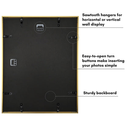 Aluminum Picture Frame | With Mat | Modern Metal Finish | Wall Art Decor Display