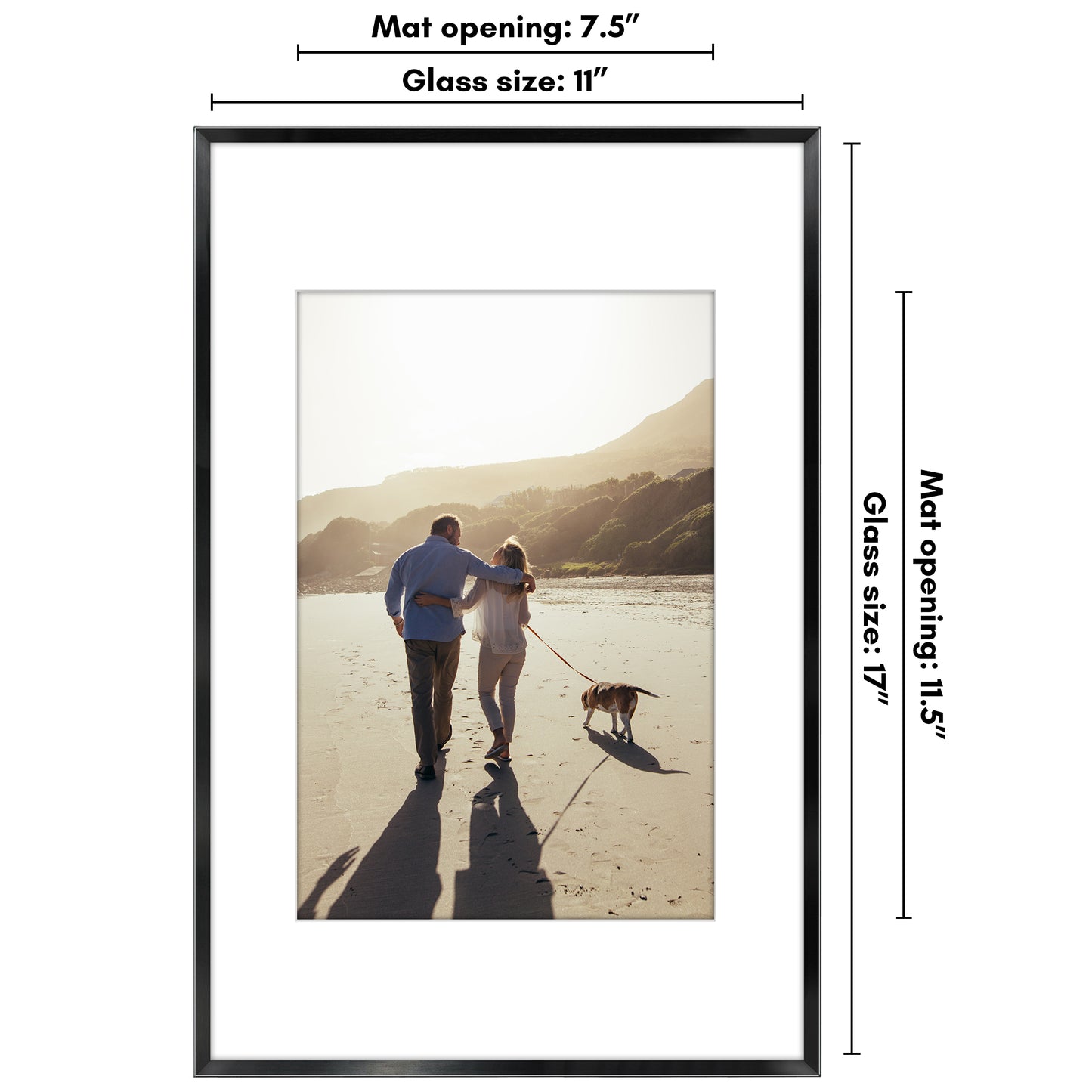 Aluminum Picture Frame | With Mat | Modern Metal Finish | Wall Art Decor Display