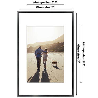 Aluminum Picture Frame | With Mat | Modern Metal Finish | Wall Art Decor Display