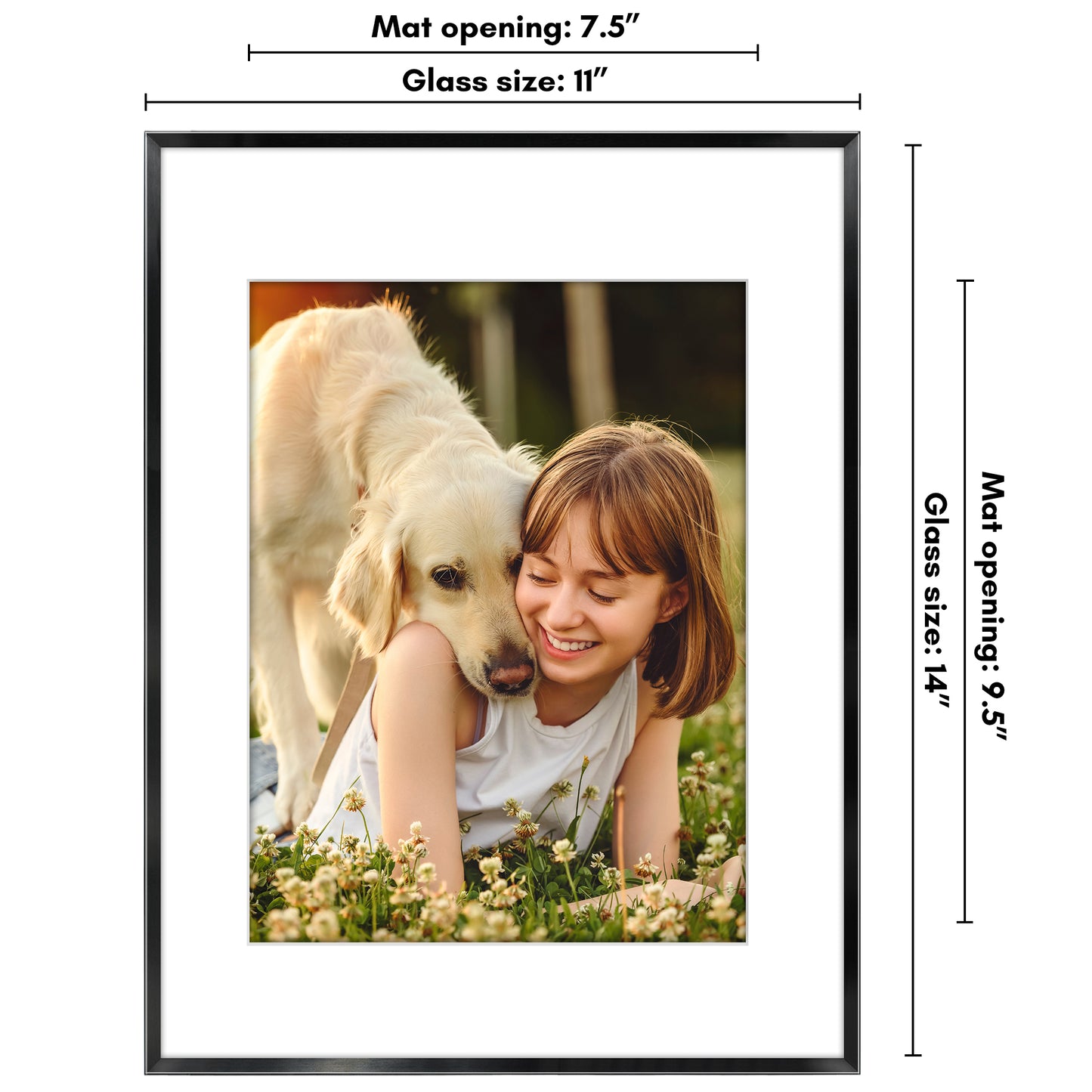 Aluminum Picture Frame | With Mat | Modern Metal Finish | Wall Art Decor Display
