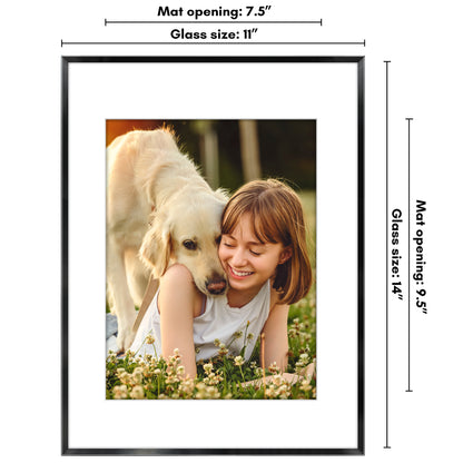 Aluminum Picture Frame | With Mat | Modern Metal Finish | Wall Art Decor Display