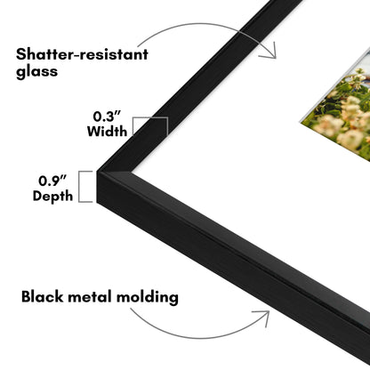 Aluminum Picture Frame | With Mat | Modern Metal Finish | Wall Art Decor Display